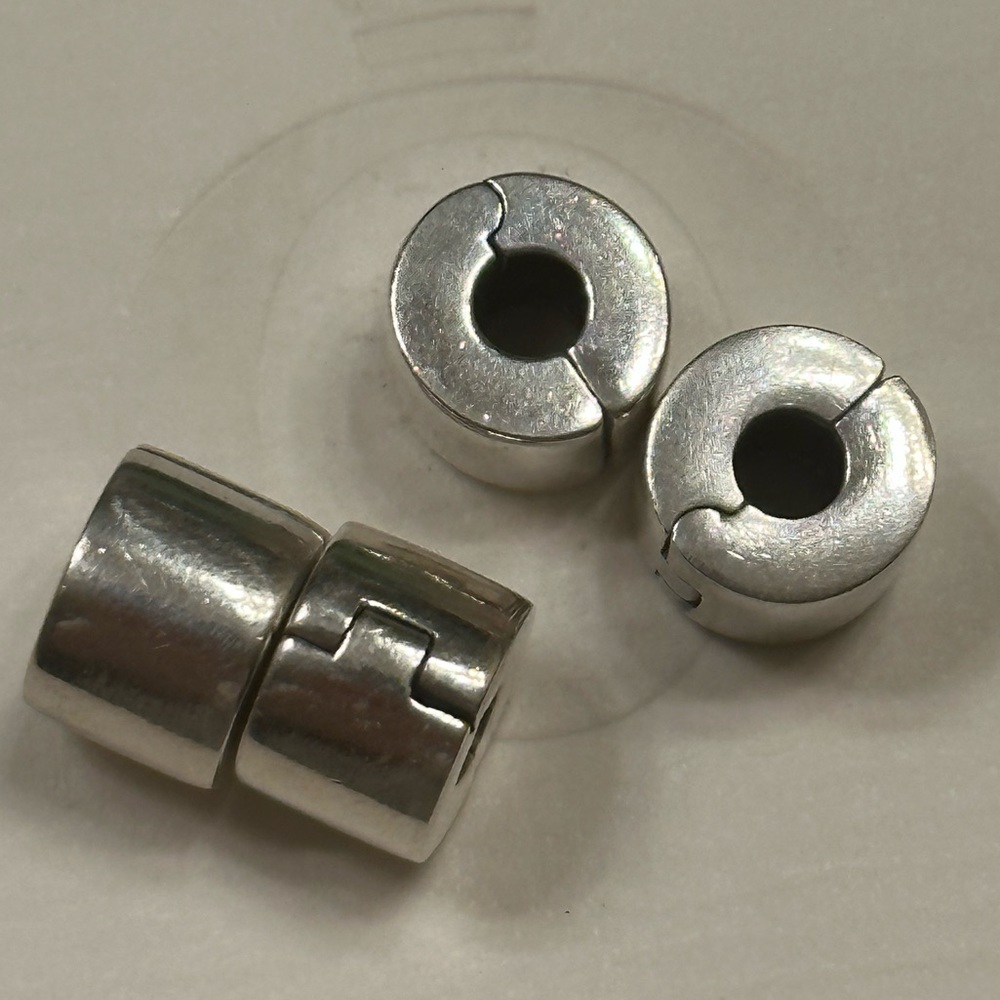 2 Authentic Pandora Retired Sterling Silver ‘Plain’ Clips Charms